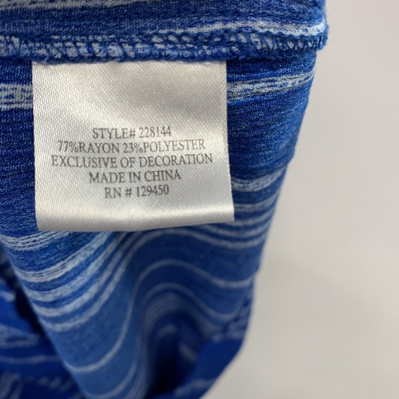 Hawaiian Tropic Romper Medium Blue Gauzy V Neck Cold Shoulder Cinched Tie Waist - Picture 8 of 11